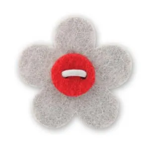 Flower Lapel Pin - Isolar Silver with Portsalon Red
