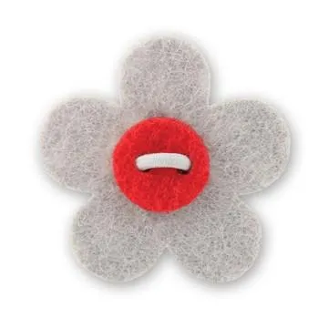 Flower Lapel Pin - Isolar Silver with Portsalon Red