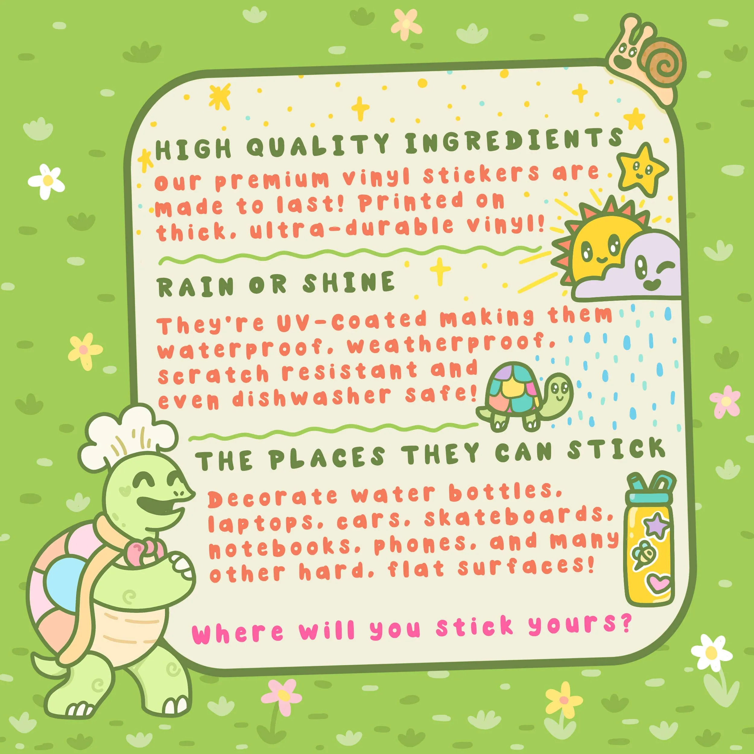 Frog and Snail Mushroom Vinyl Sticker
