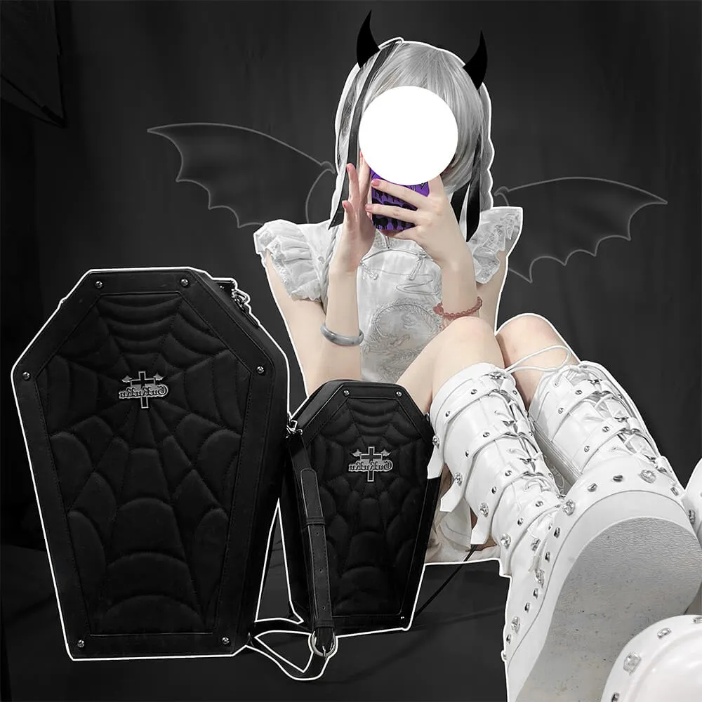Gothic Coffin Bag Halloween Spider Web Handbag