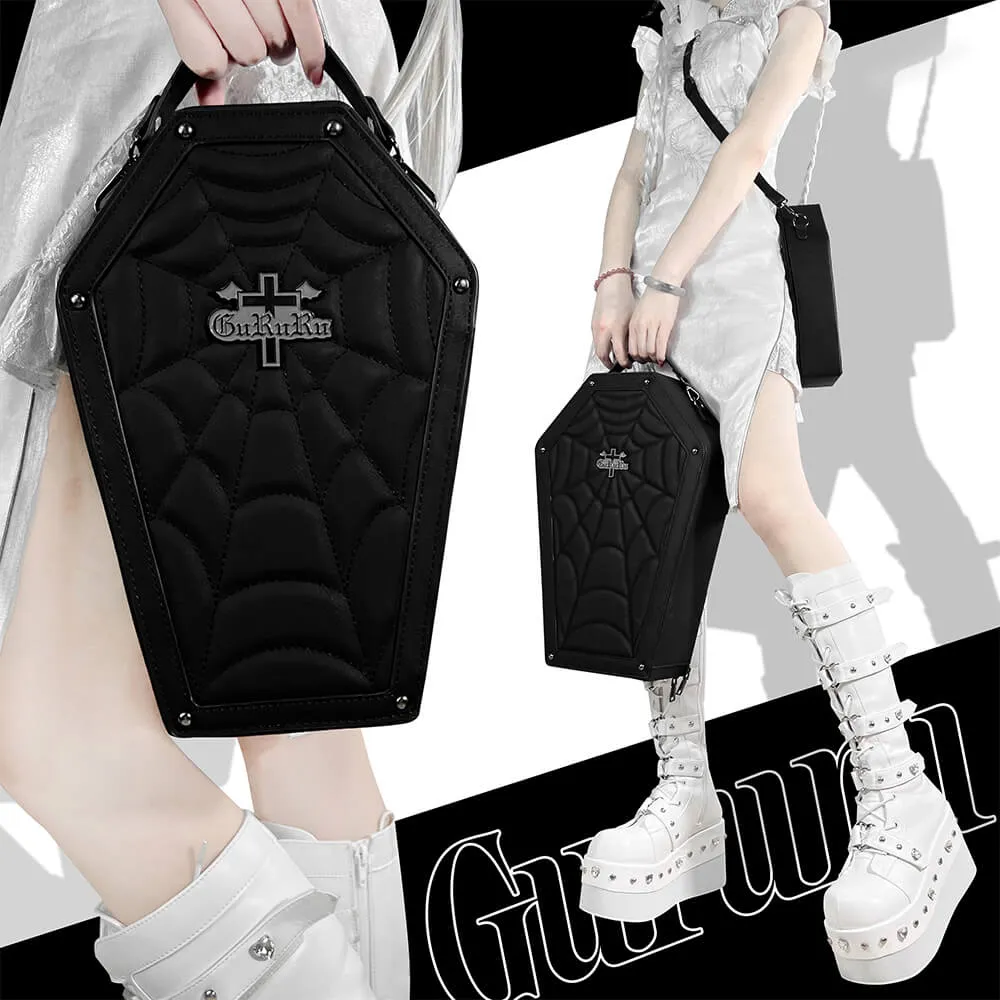 Gothic Coffin Bag Halloween Spider Web Handbag