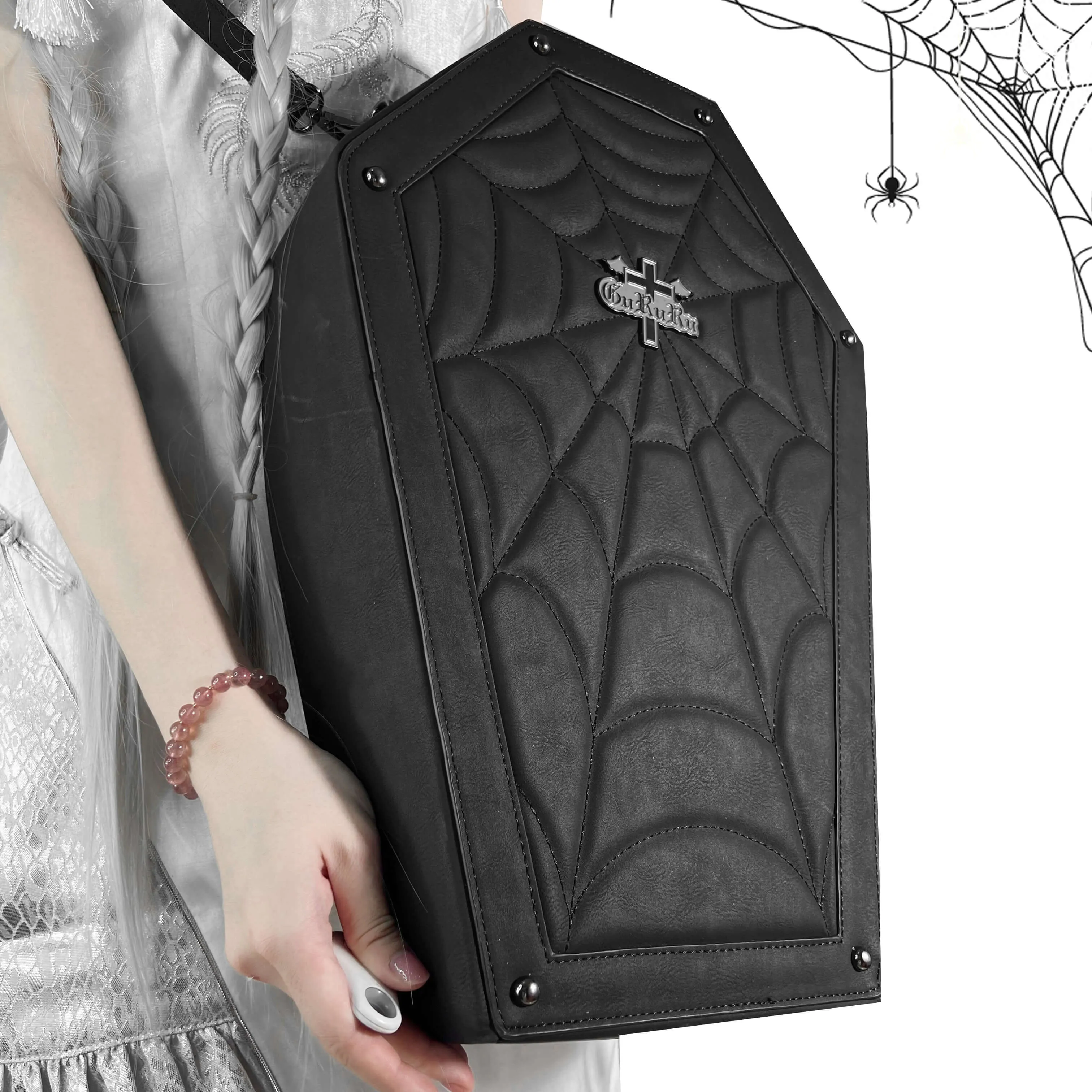 Gothic Coffin Bag Halloween Spider Web Handbag