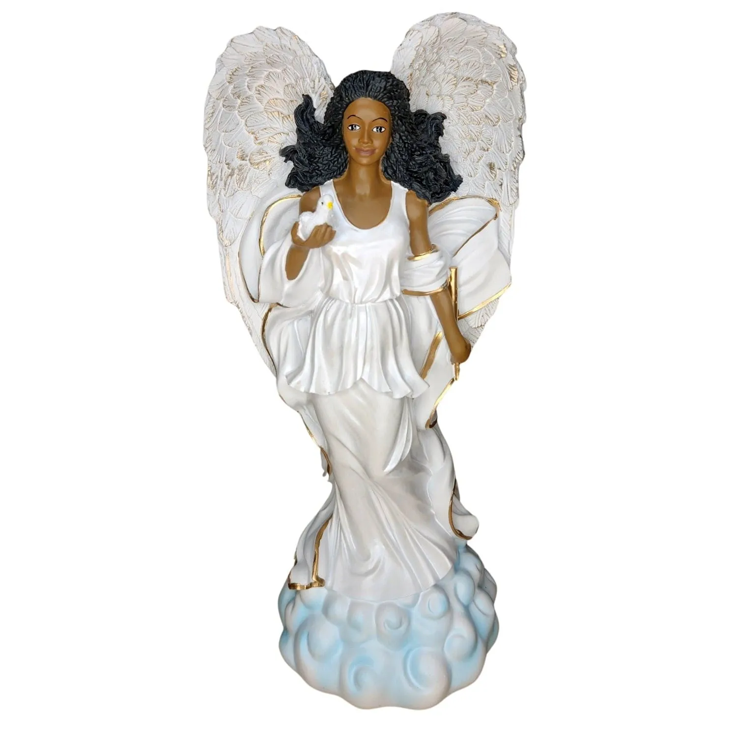 Graceful Angel in White with Dove Figurine