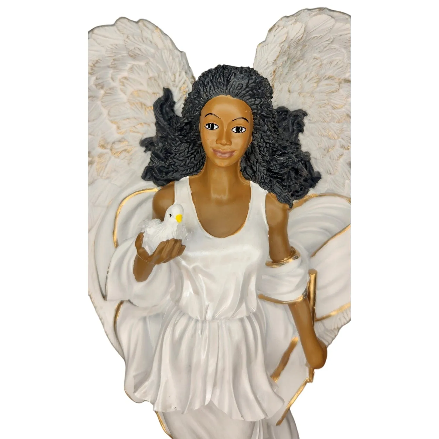 Graceful Angel in White with Dove Figurine