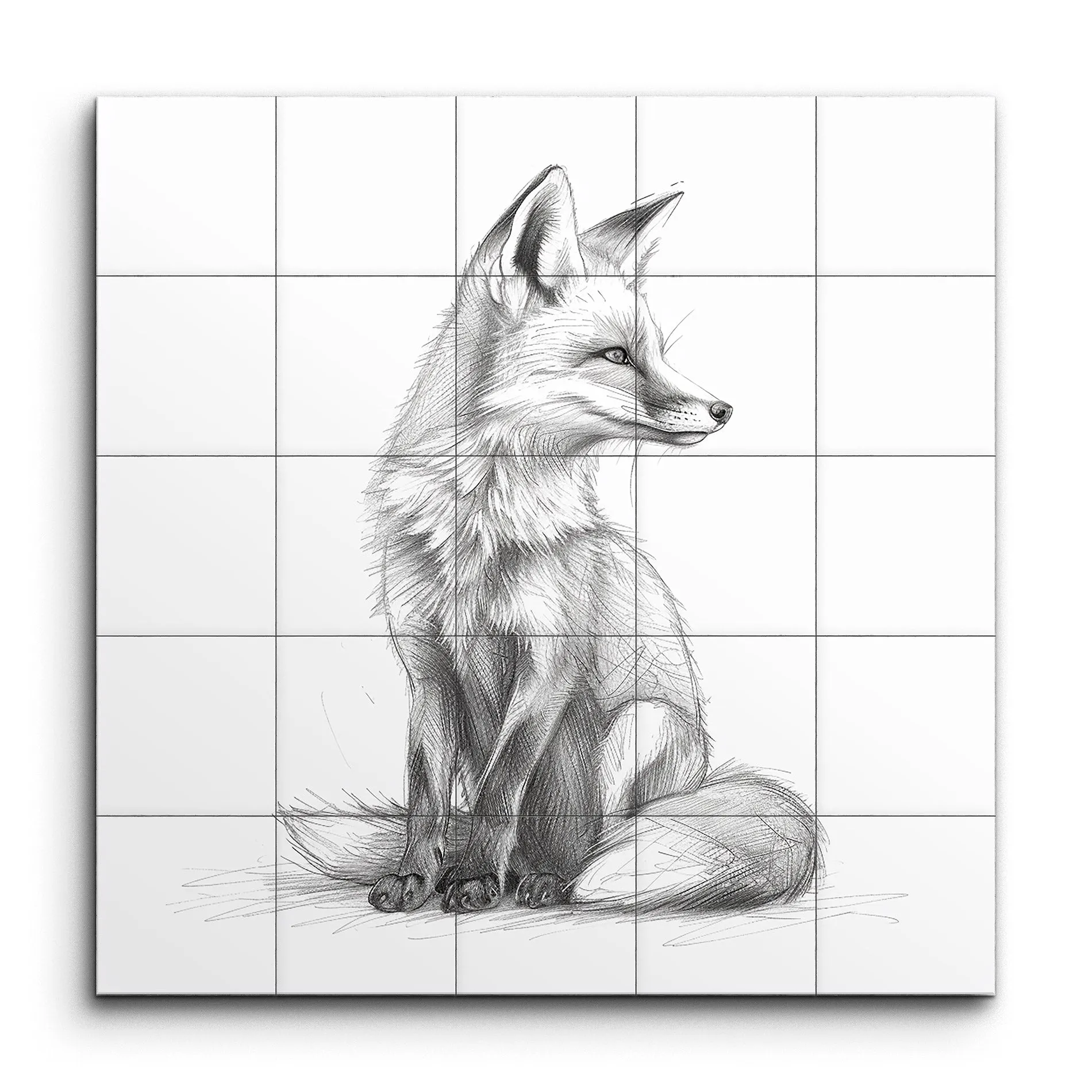 Graceful Fox: Monochrome Pencil Sketch Art