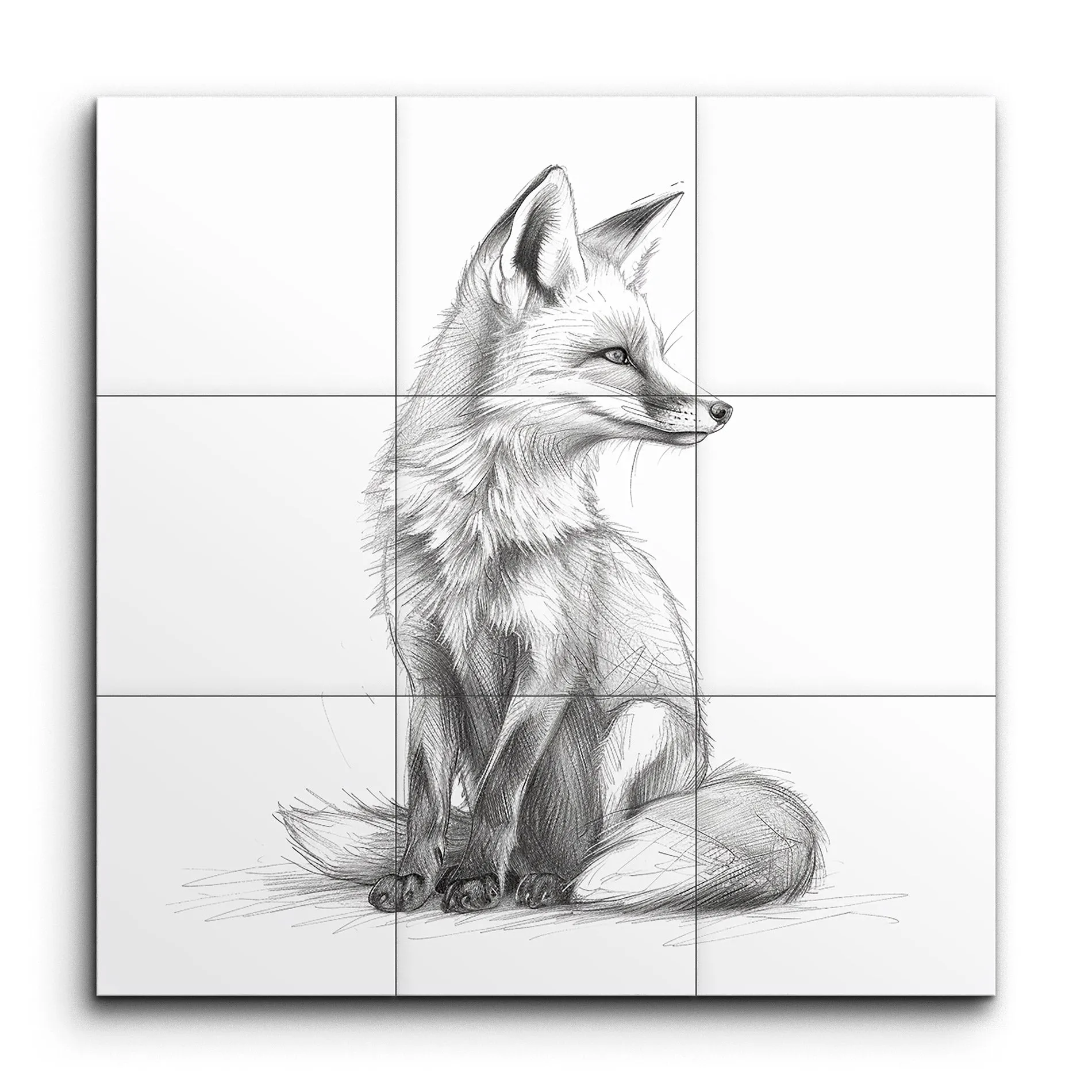 Graceful Fox: Monochrome Pencil Sketch Art