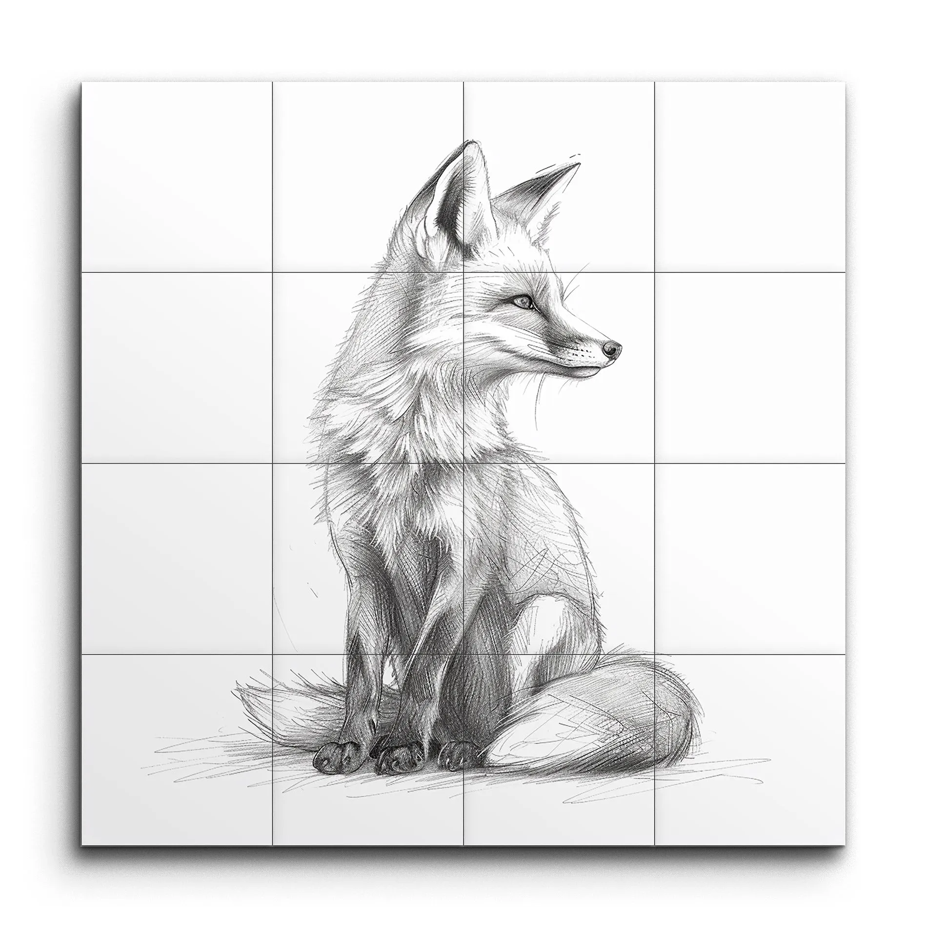 Graceful Fox: Monochrome Pencil Sketch Art
