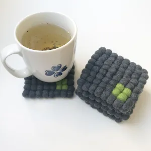 Green On Grey Rubik Felt Ball Coaster