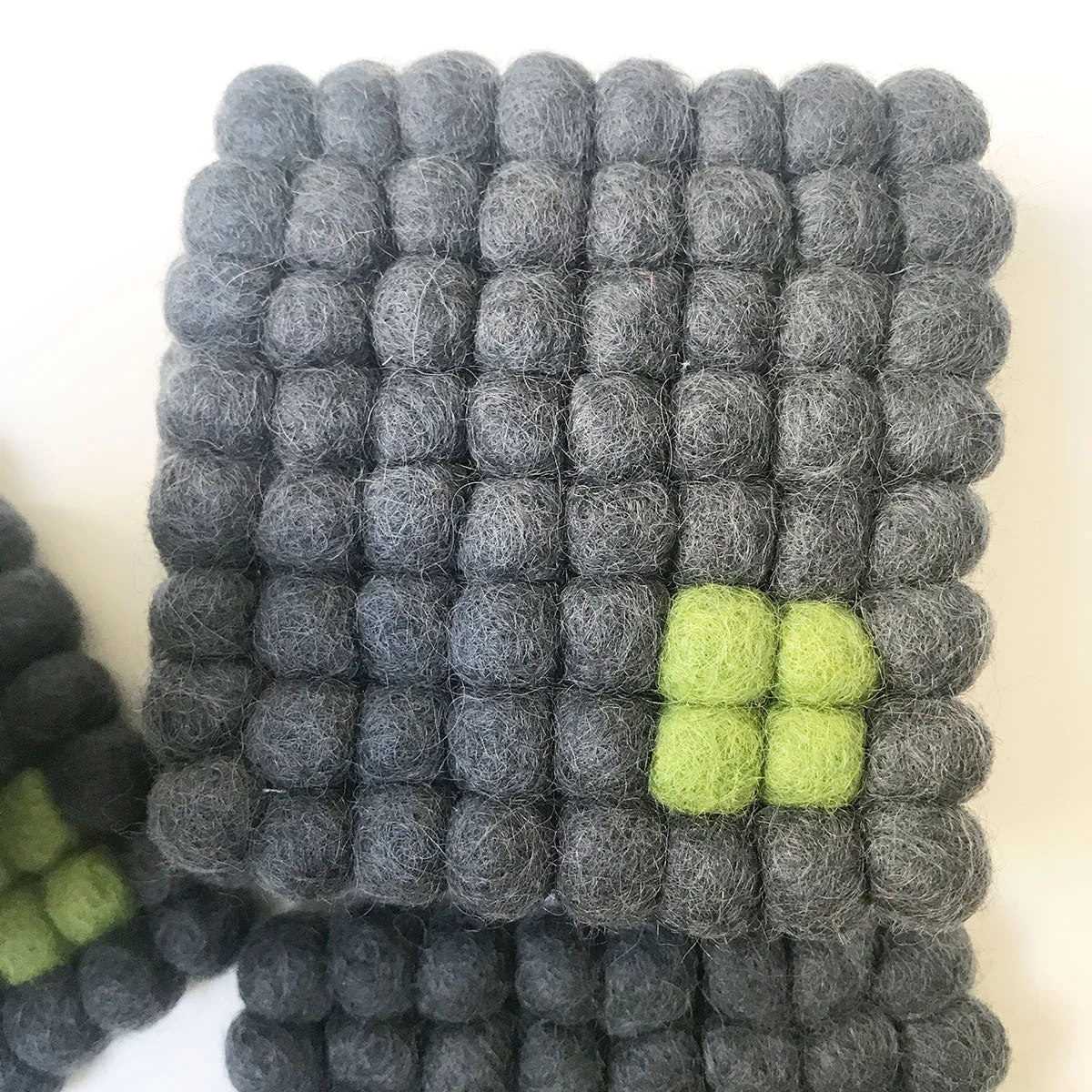 Green On Grey Rubik Felt Ball Coaster
