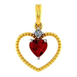 Heart Shaped 14k Gold Pendant With A Mini Heart