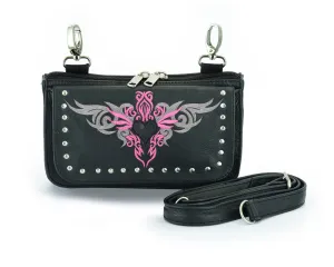 HL80156PINK Clip pouch Pink tribal Heart Leather Bag PINK Women Waist Bag Fanny Pack Motorcycle Biker PINK