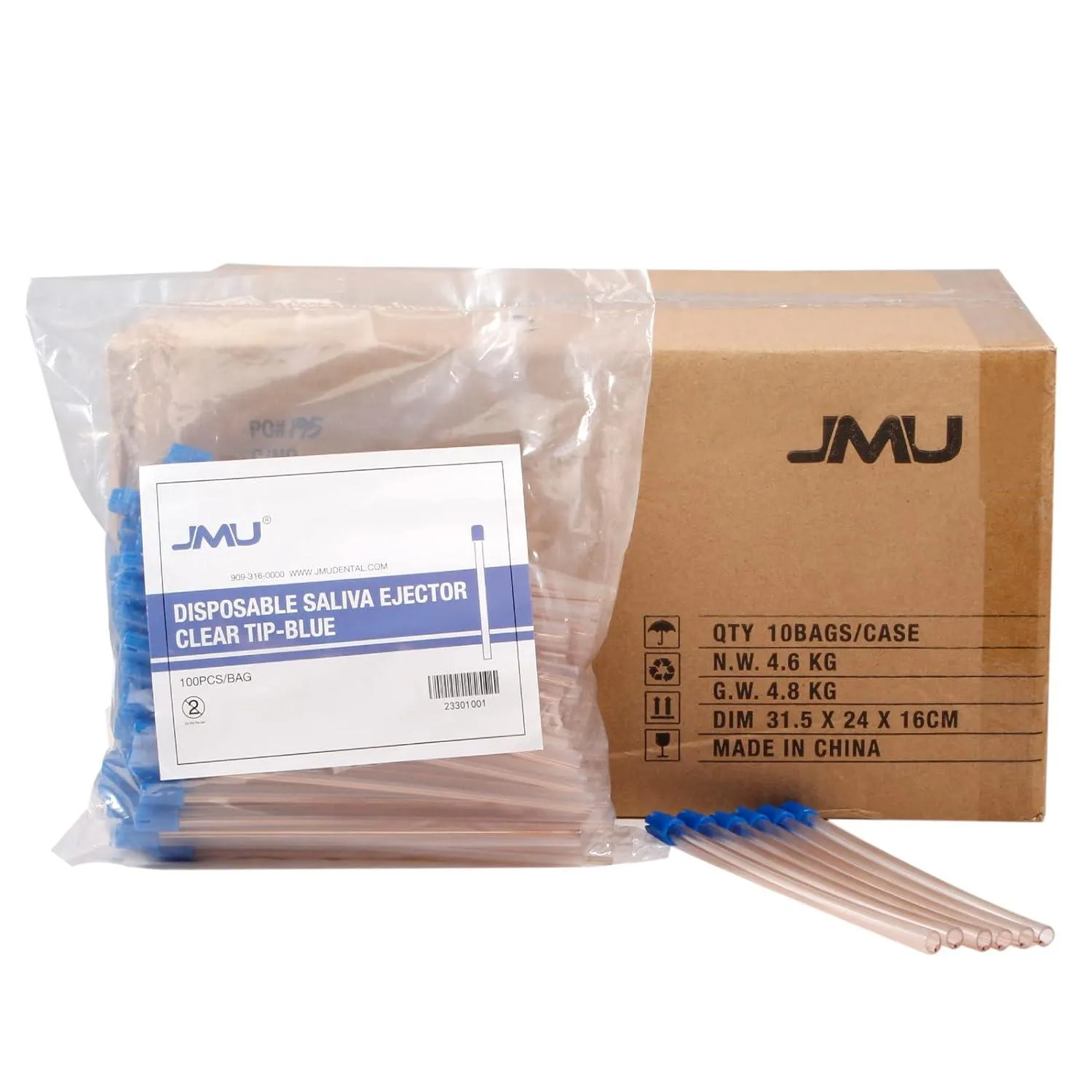 JMU Dental Disposable Saliva Ejector Blue Tips 100/Bag