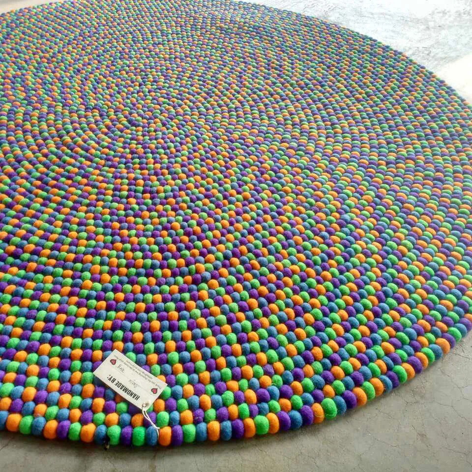 Kaleidoscope felt ball rug