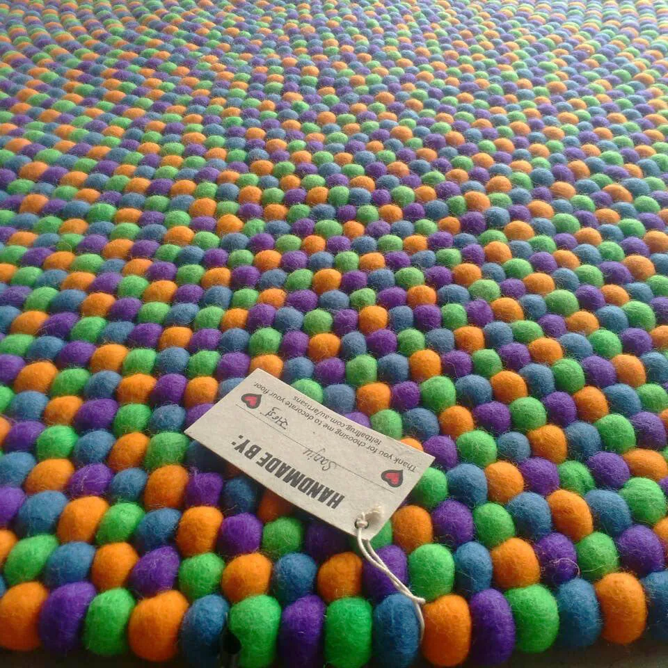Kaleidoscope felt ball rug
