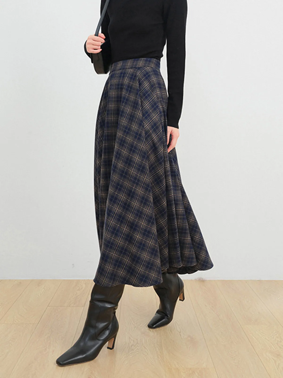 Keep In Graceful Check Long Skirt