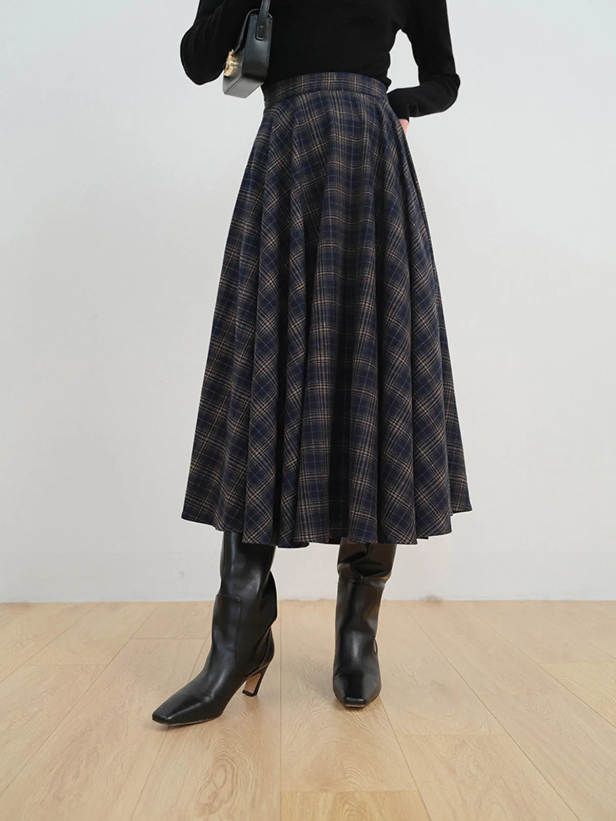 Keep In Graceful Check Long Skirt