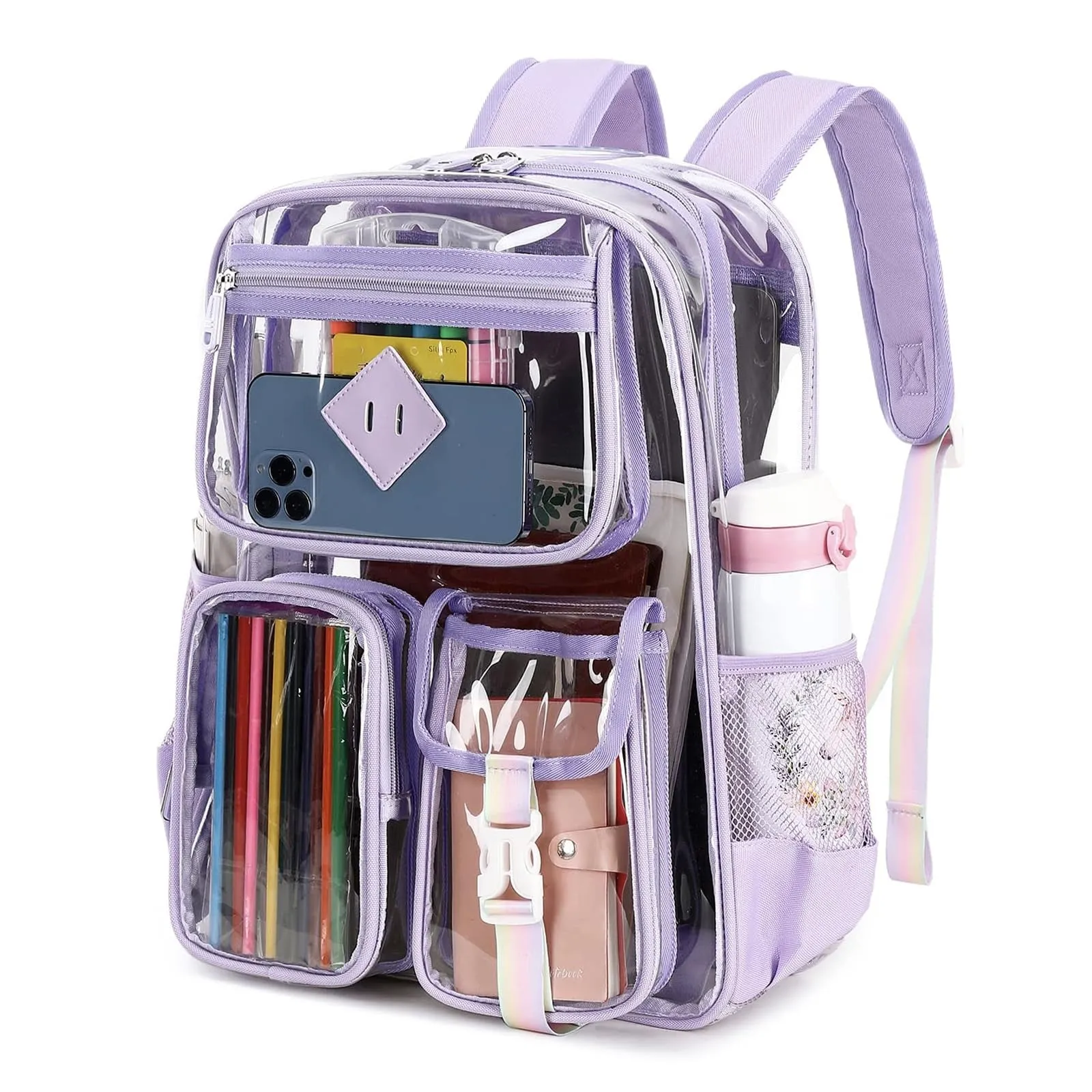 Kids Clear School Backpacks -Black Pink Blue Book Bags For Boys Girls Lightweight DurableTransparent Backpack