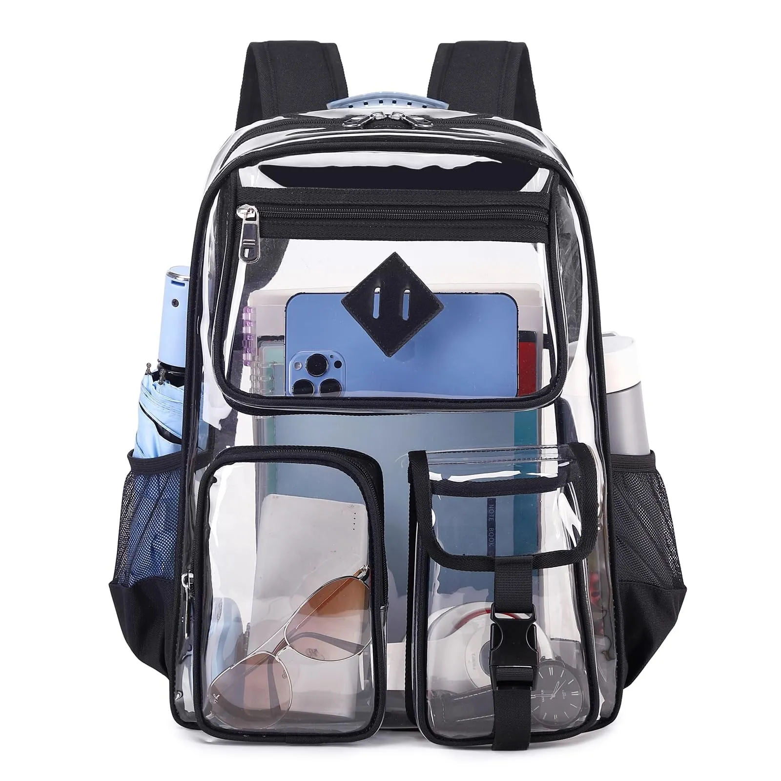 Kids Clear School Backpacks -Black Pink Blue Book Bags For Boys Girls Lightweight DurableTransparent Backpack