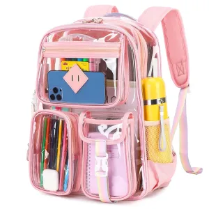 Kids Clear School Backpacks -Black Pink Blue Book Bags For Boys Girls Lightweight DurableTransparent Backpack