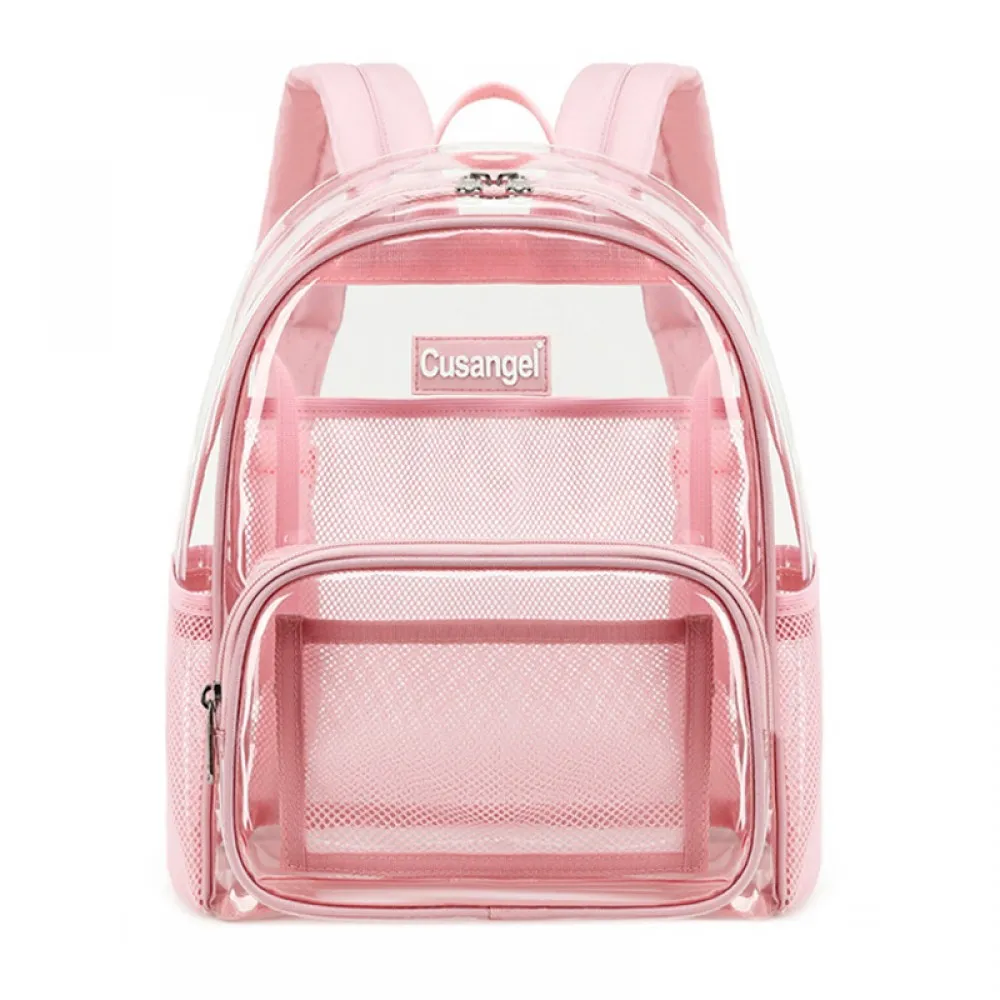 Kids Clear School Backpacks -Black Pink Purple Book Bags For Boys Girls Transparent Back Packs Heavy Duty TPU Bookbags See Through