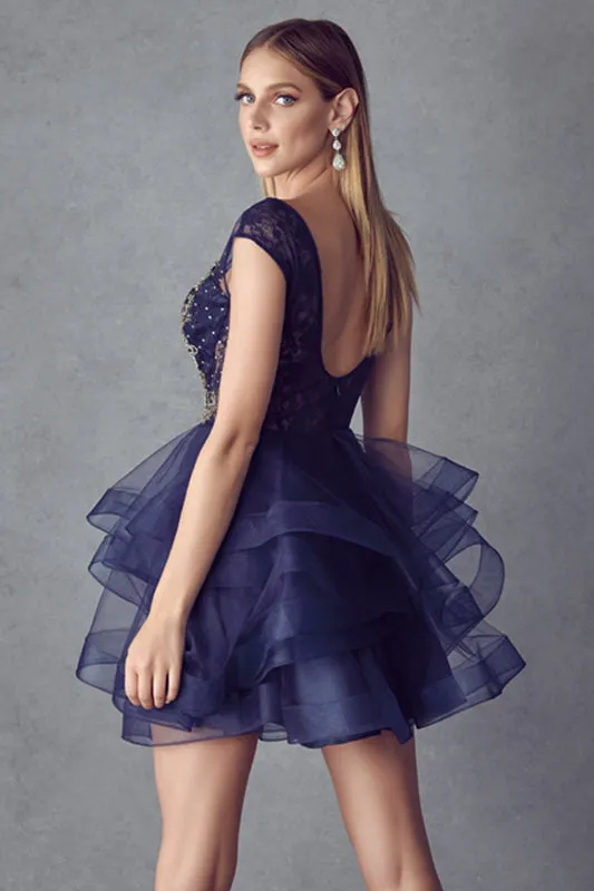 Lace Applique Bodice Dress for Cocktail & Homecoming