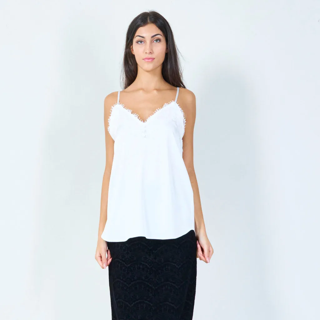 Lace trim camisole silk top wholesale