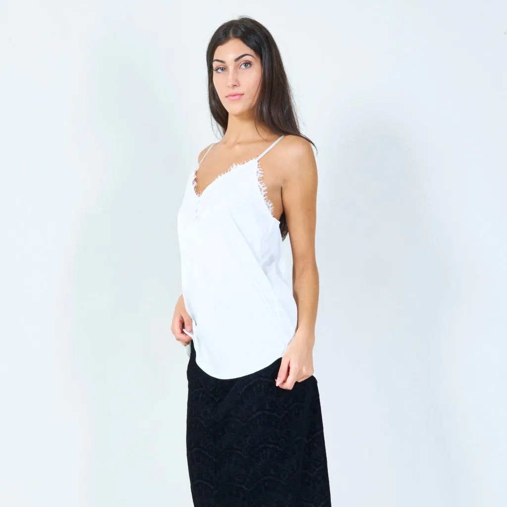 Lace trim camisole silk top wholesale
