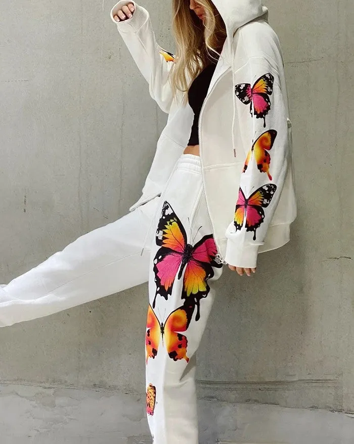 Long Sleeve Graceful Butterfly Crop Top