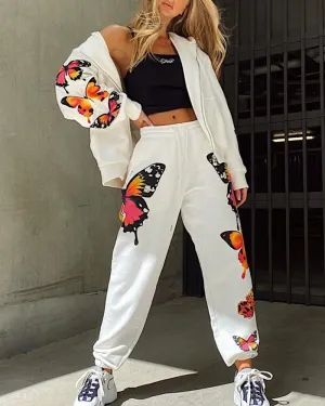 Long Sleeve Graceful Butterfly Crop Top