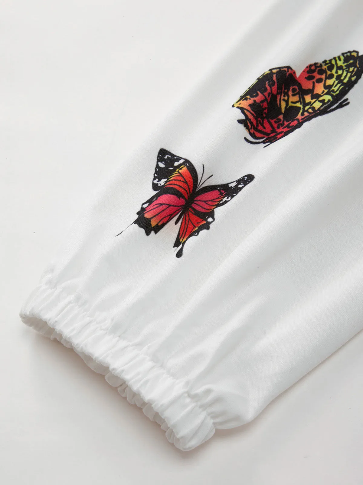 Long Sleeve Graceful Butterfly Crop Top