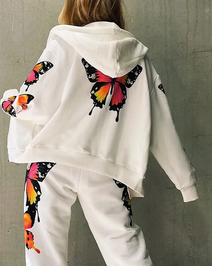 Long Sleeve Graceful Butterfly Crop Top