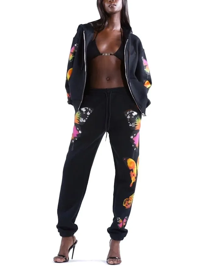 Long Sleeve Graceful Butterfly Crop Top