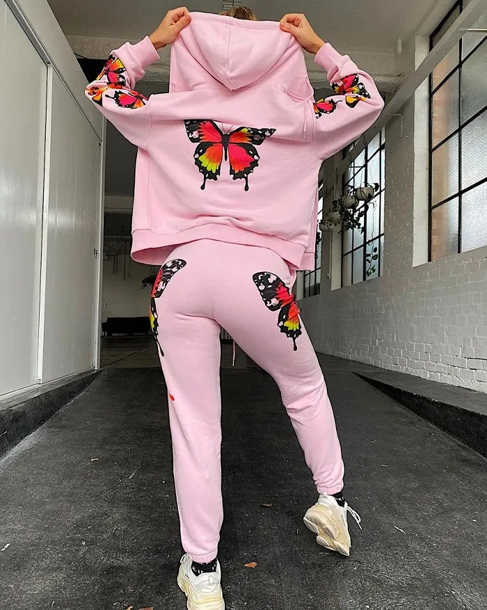 Long Sleeve Graceful Butterfly Crop Top
