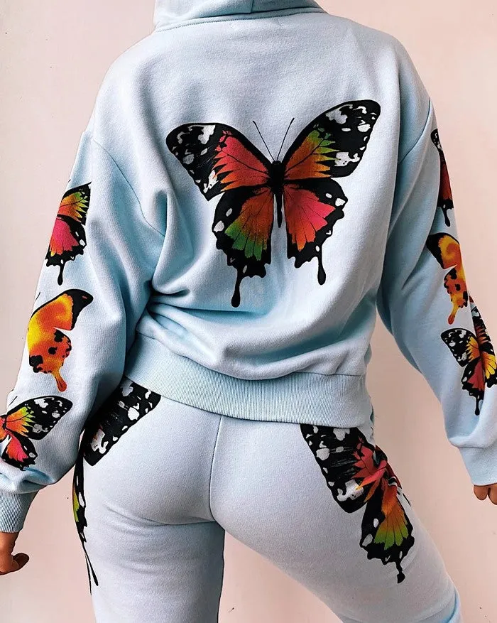 Long Sleeve Graceful Butterfly Crop Top