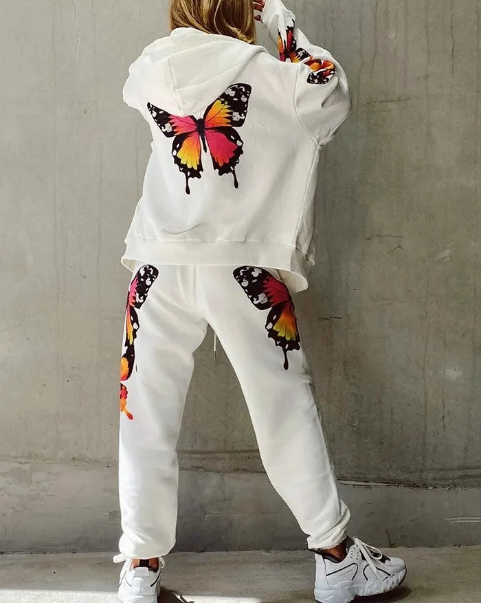 Long Sleeve Graceful Butterfly Crop Top