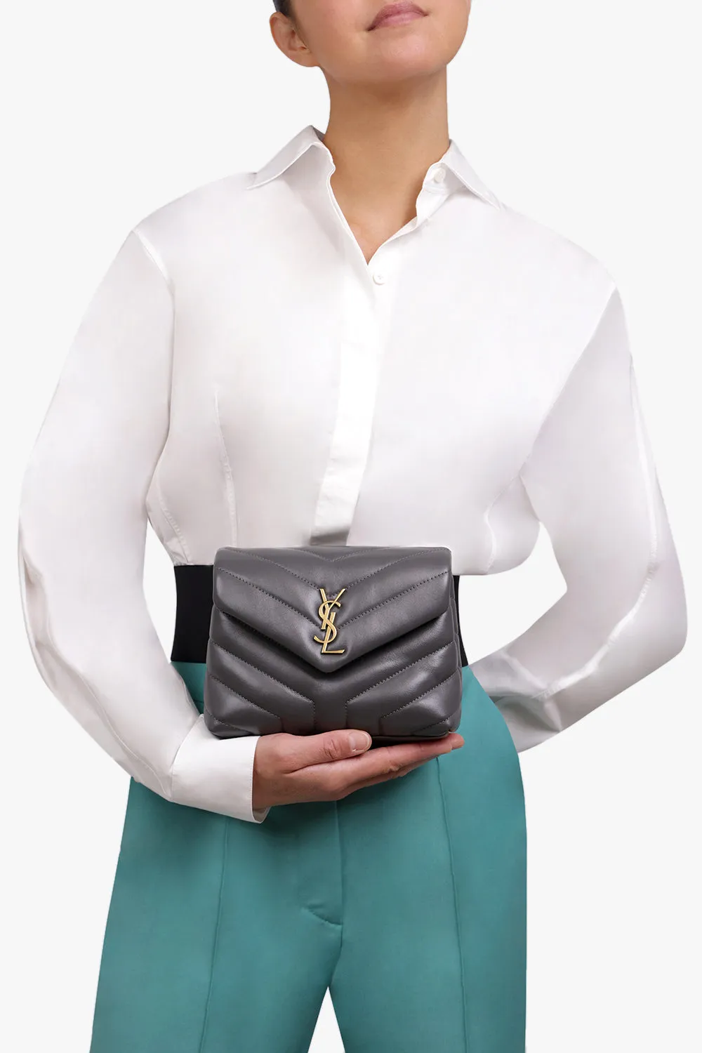 LOULOU TOY STRAP BAG STORM/GOLD
