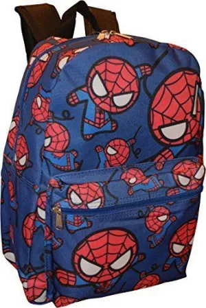 Marvel Spiderman Allover Print Black 16" Boys Large School Backpack - Blue