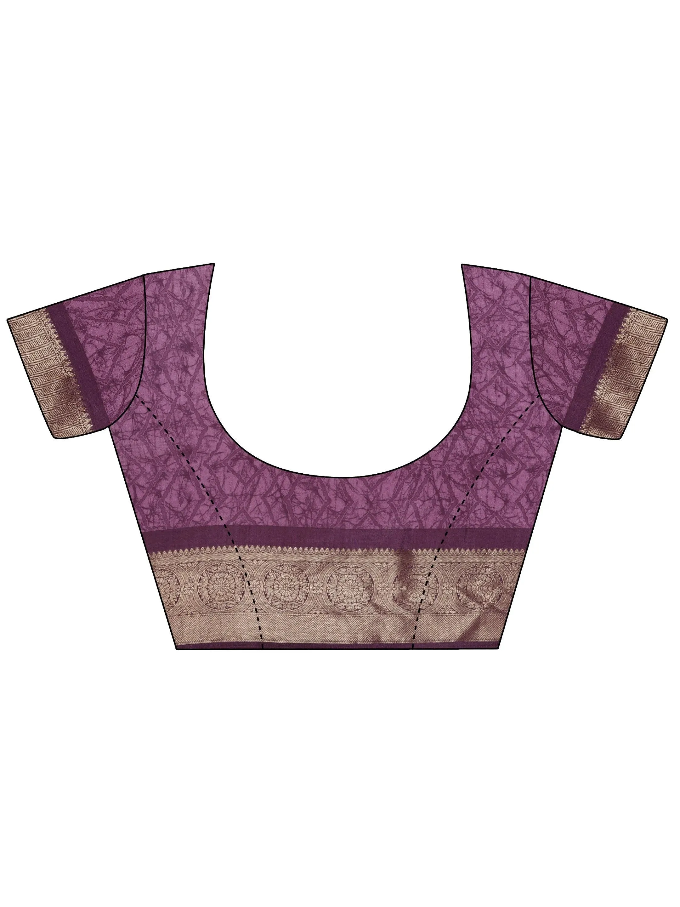 Mauve Printed Silk Blend Saree With Unstitched Blouse Piece