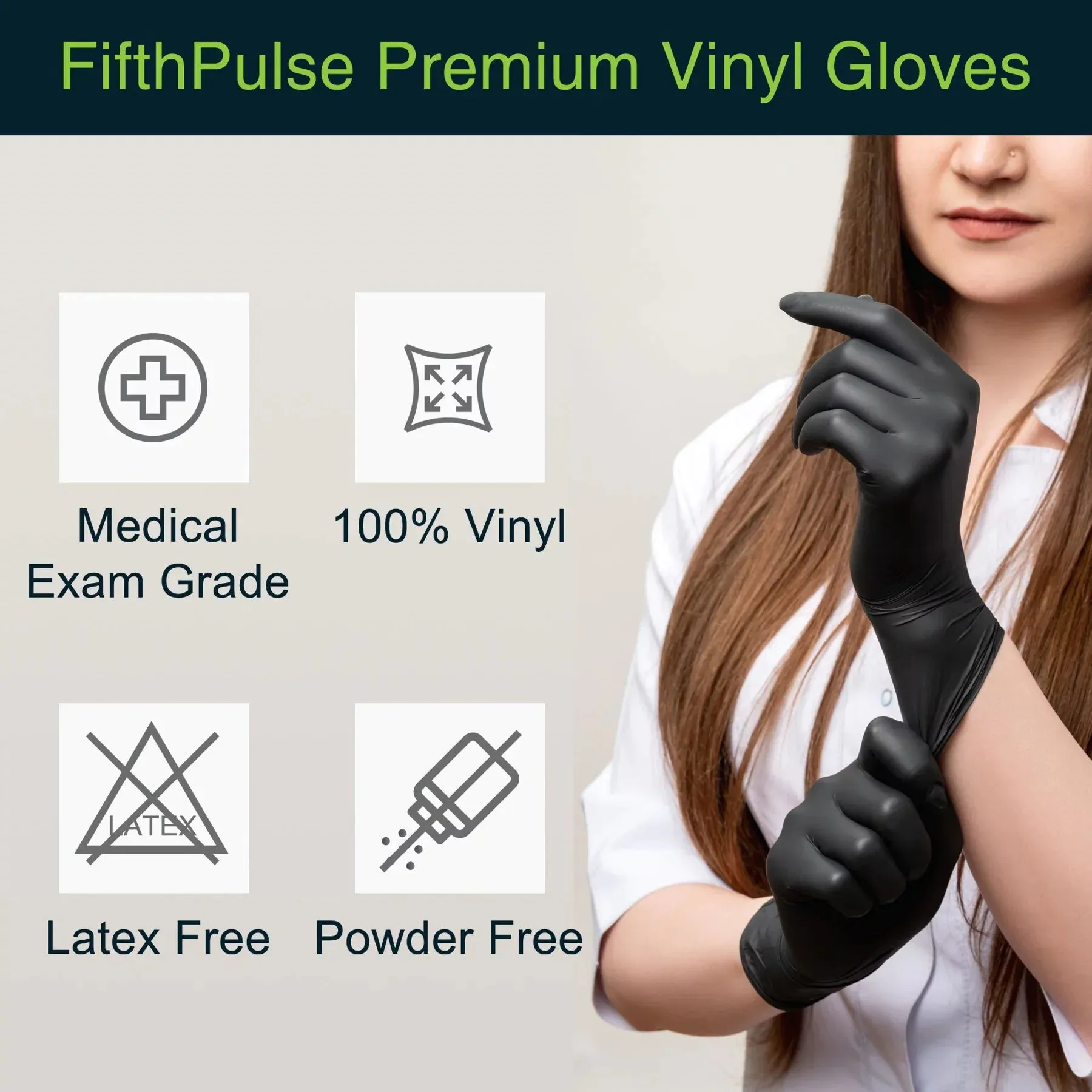 Medical Grade Vinyl Gloves - Black