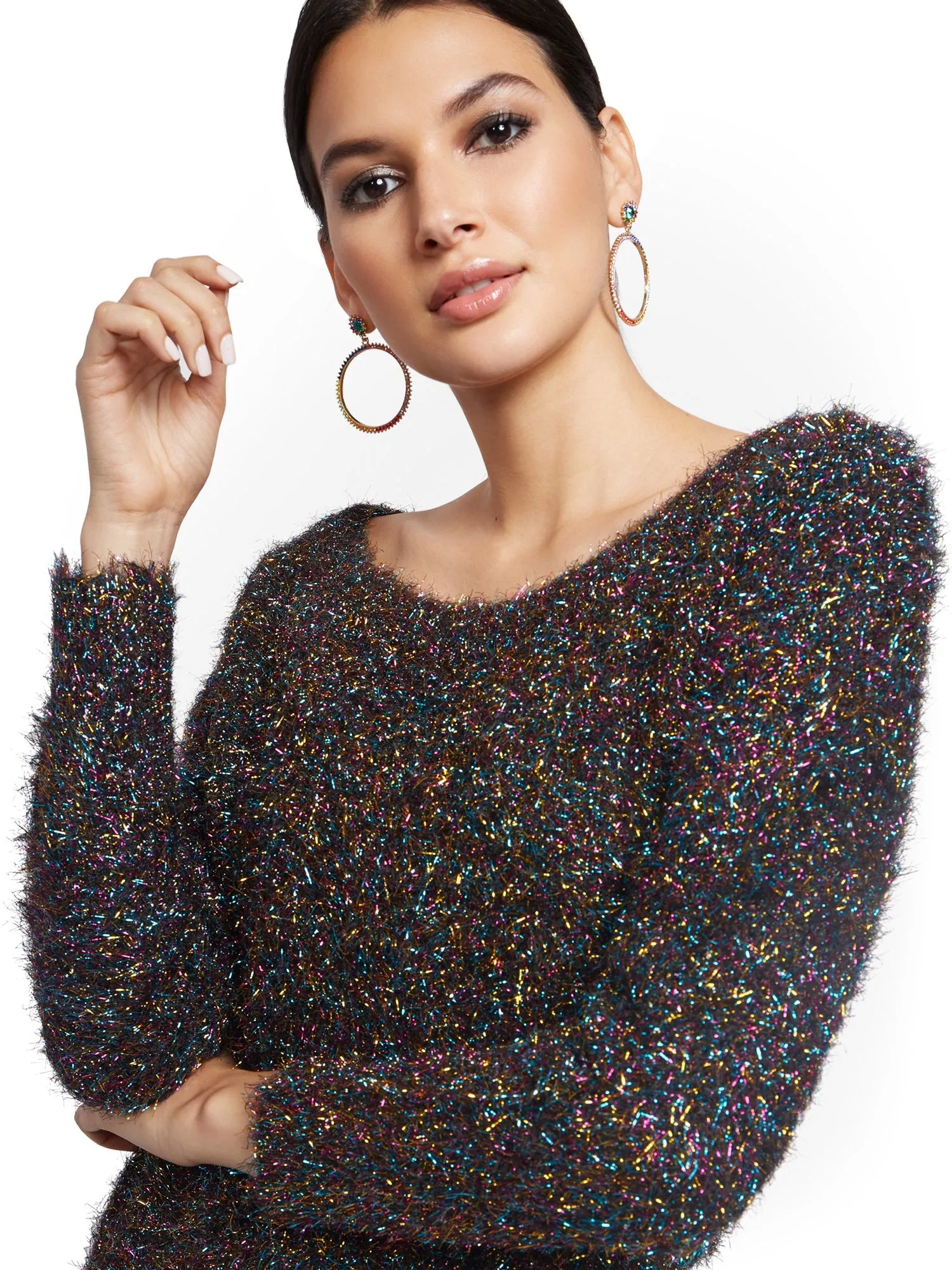 Metallic Multicolor Textured Sweater