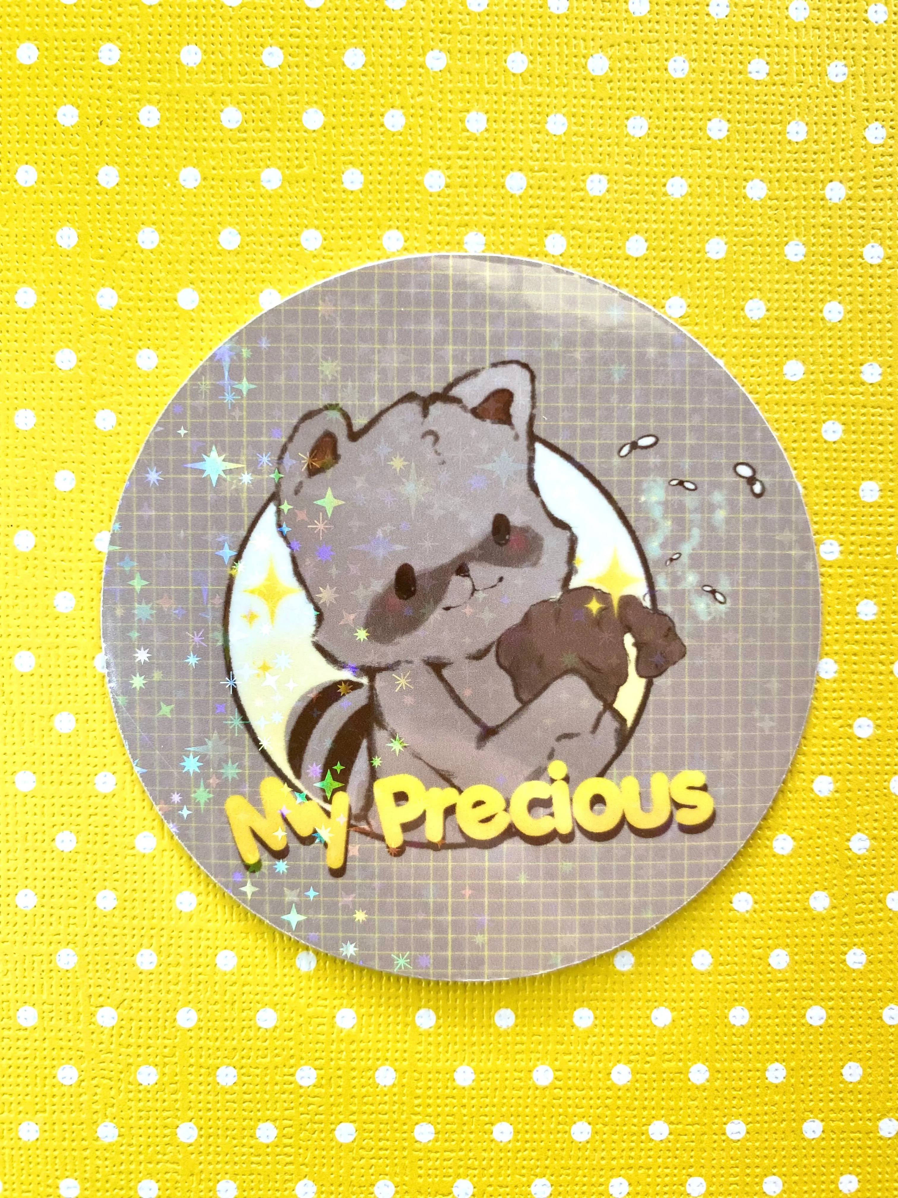 My Precious Raccoon holographic vinyl sticker