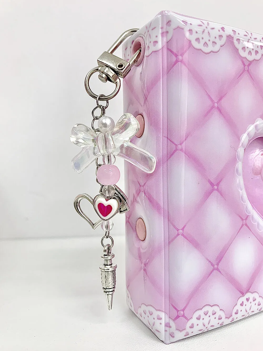 Nurse Cap and Syringe Bow Keychain