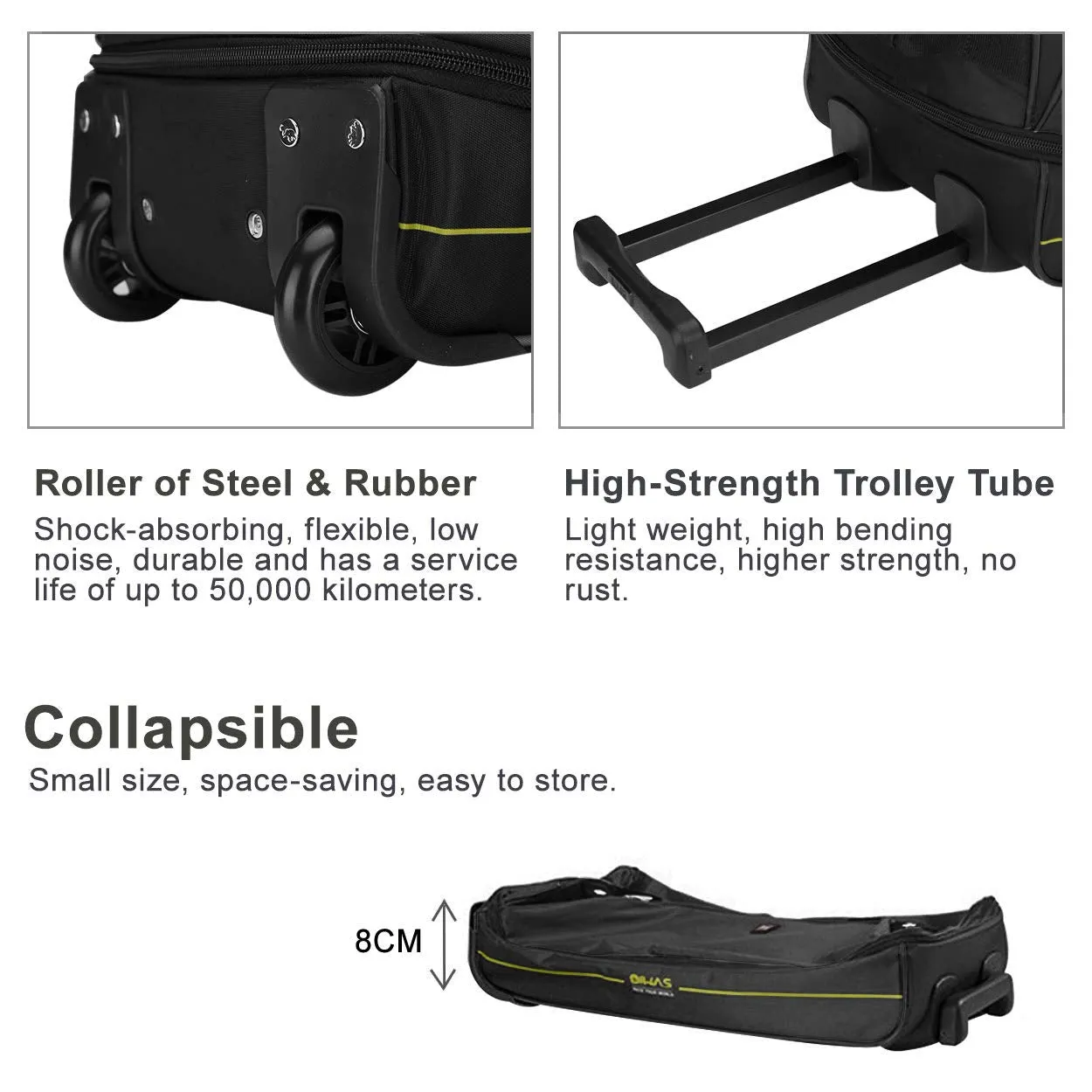 OIWAS Rolling Duffle Bag Carry On Luggage with Wheels