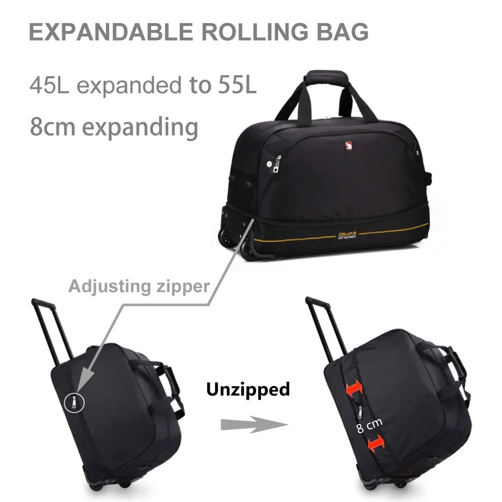 OIWAS Rolling Duffle Bag Carry On Luggage with Wheels