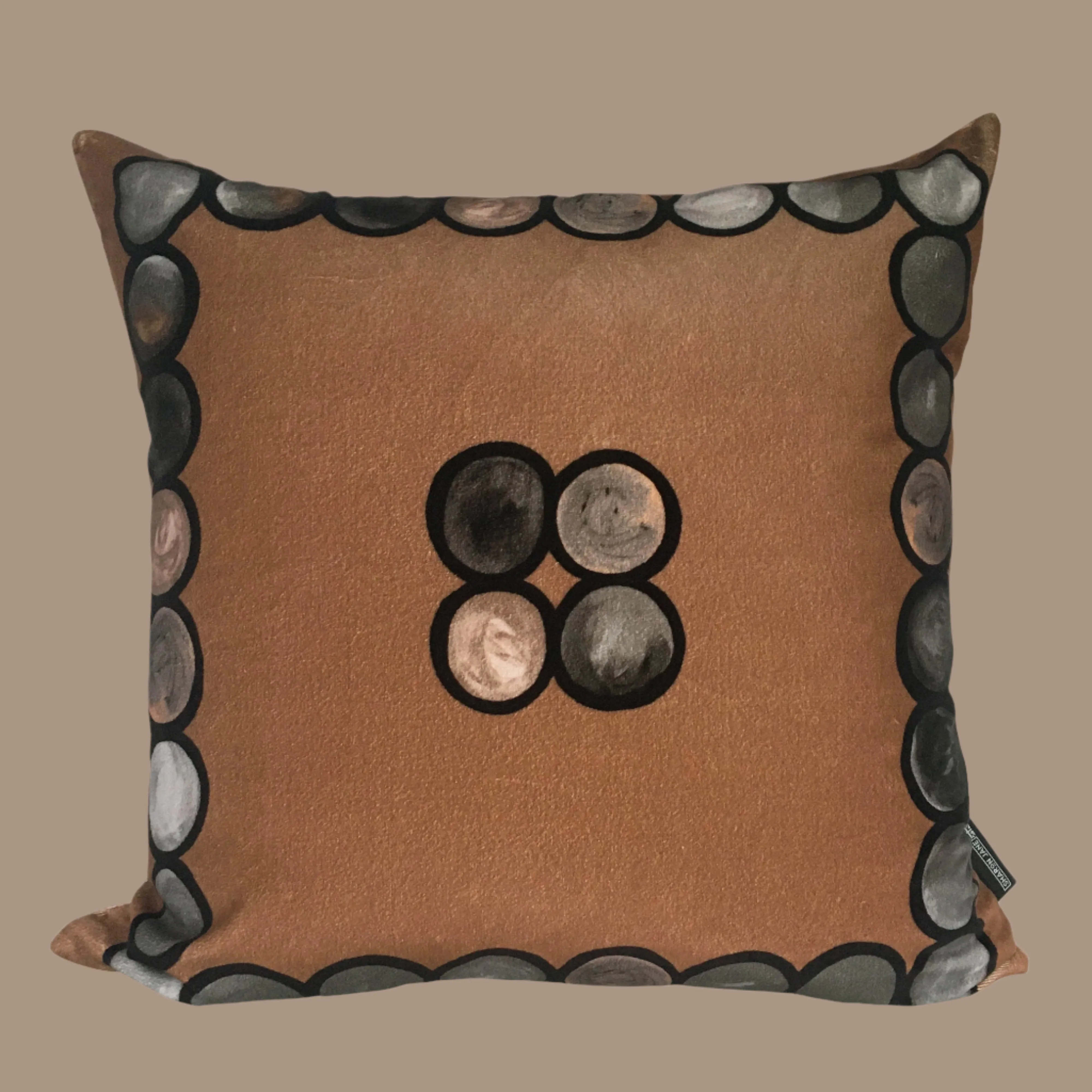 Ombré Circle Velvet Cushion - Mocha   Grey