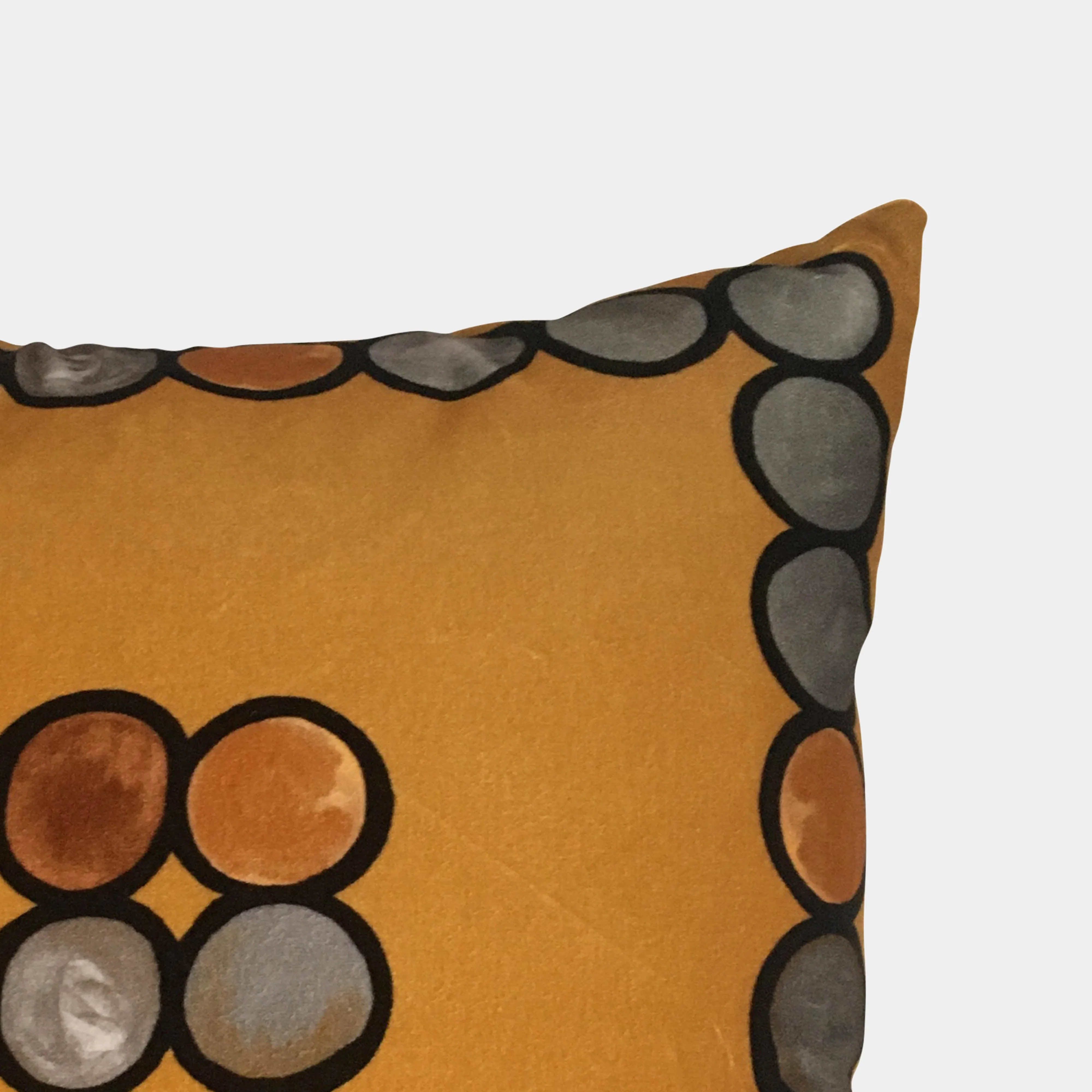 Ombré Circle Velvet Cushion - Mustard   Grey