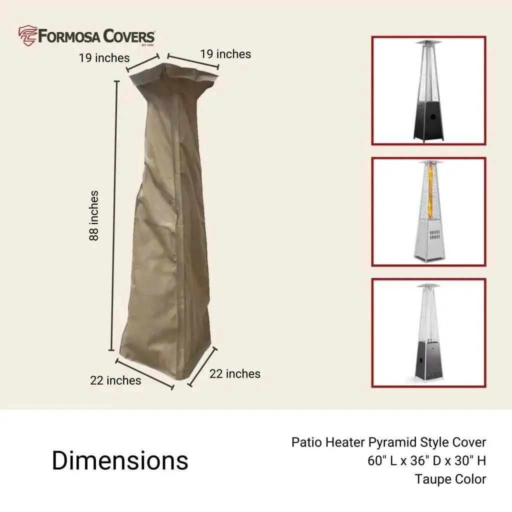 Patio Outdoor Pyramid Style Flame Heater Cover 19" Square Top Classic Taupe