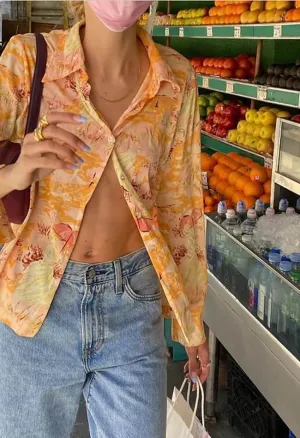 Printed Long Graceful Sleeve Bardot Top