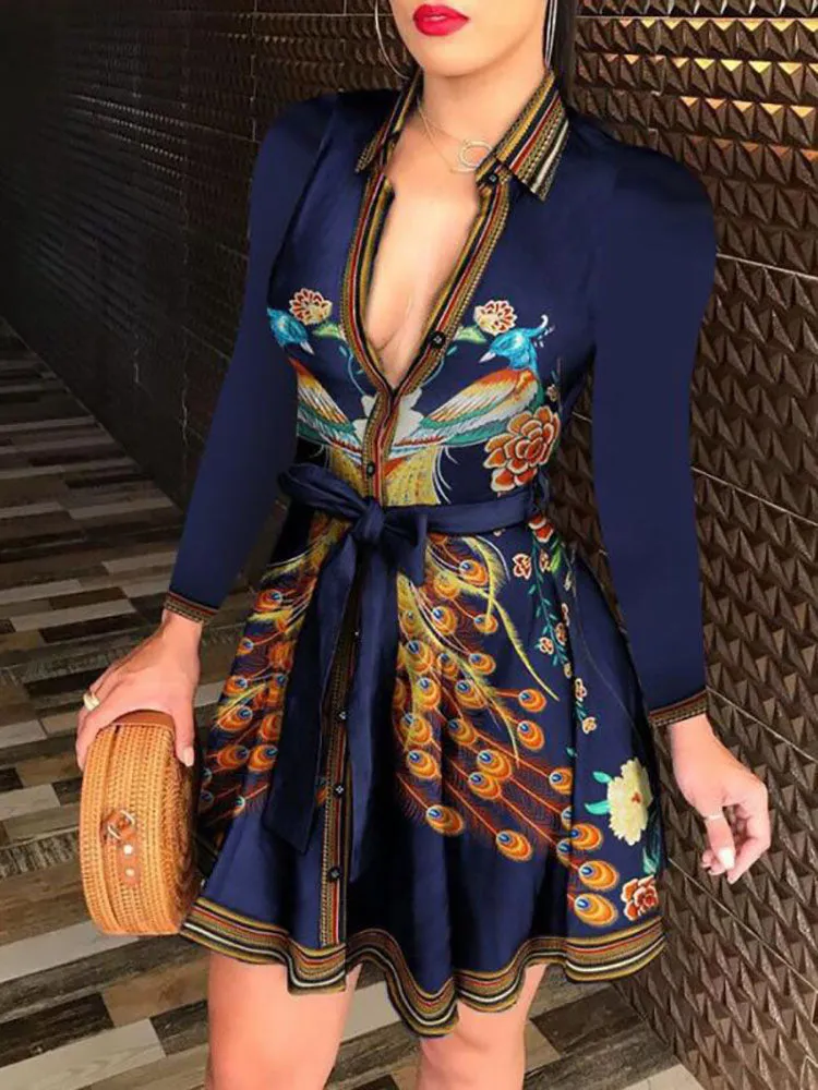 Printed Strapless Graceful Bodycon Mini Dress