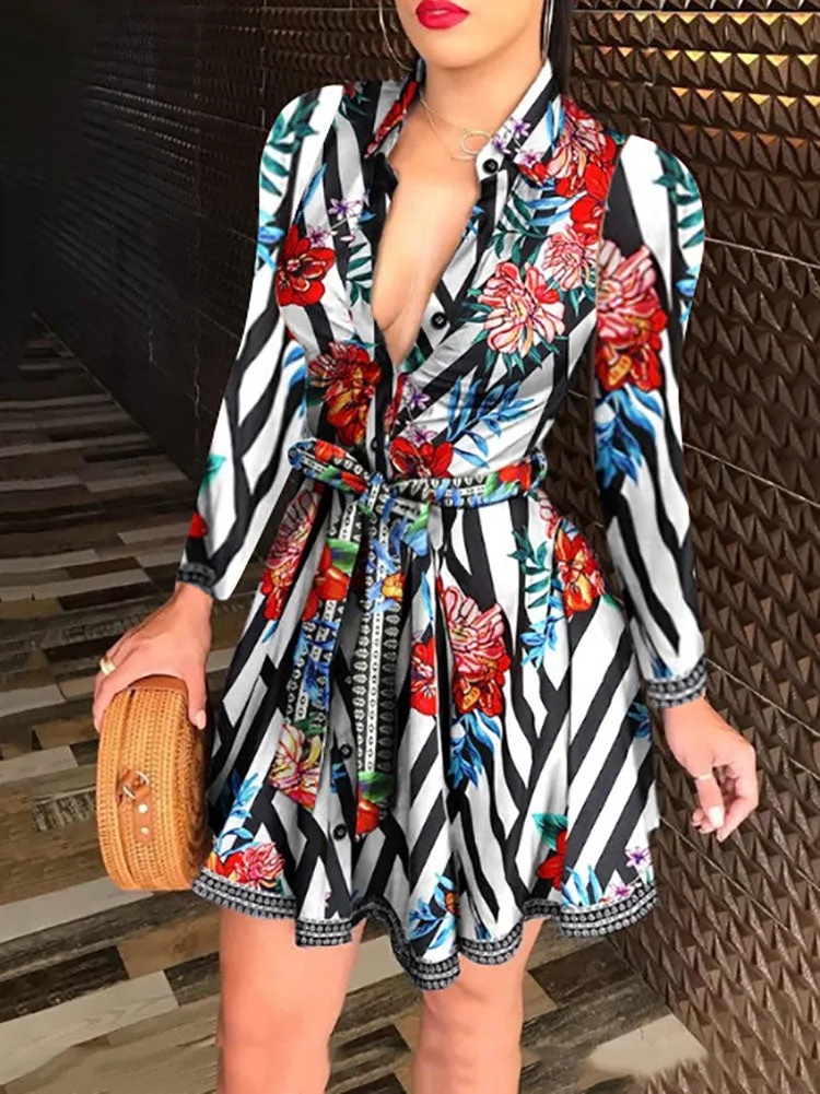 Printed Strapless Graceful Bodycon Mini Dress